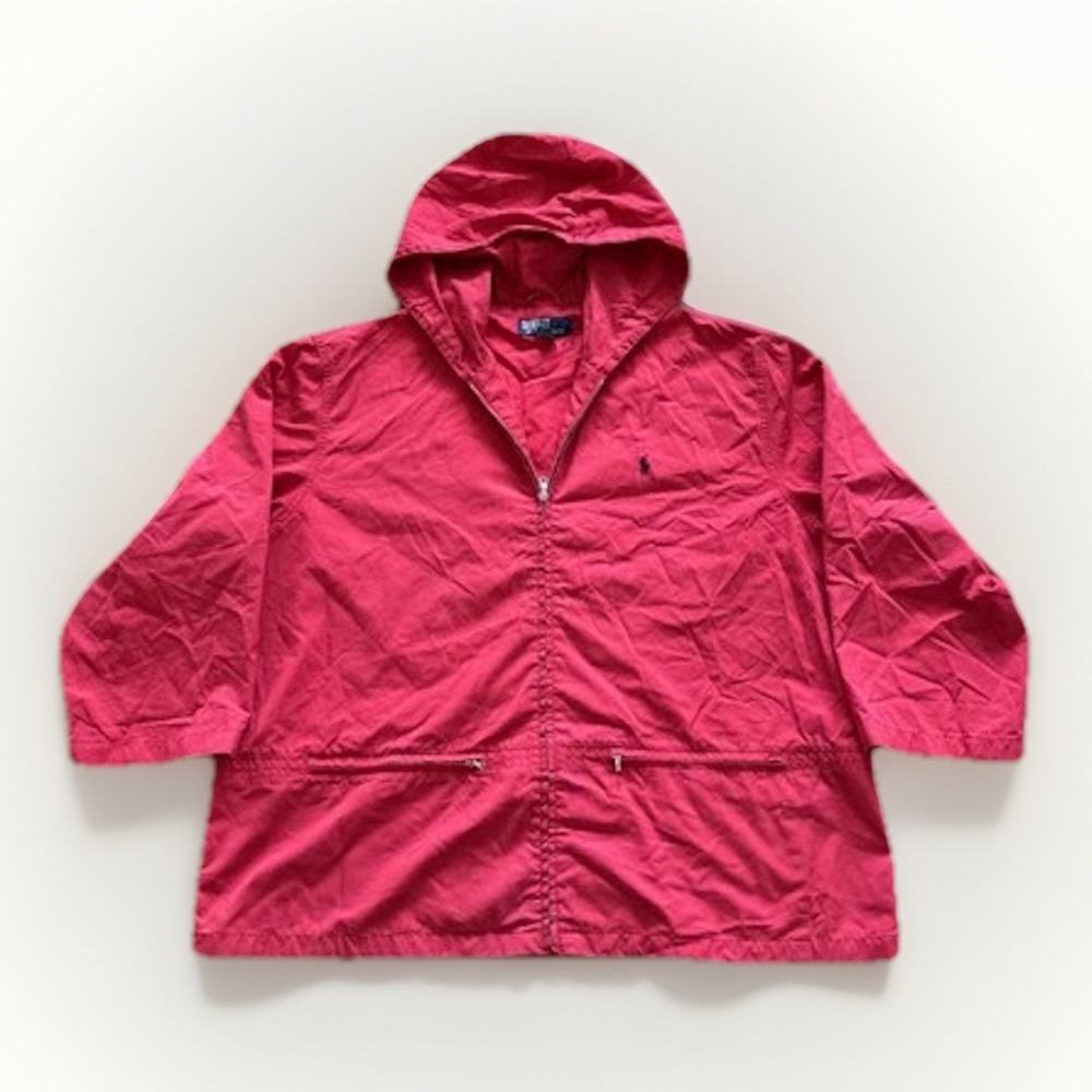 Vintage Polo Ralph Lauren Jacket Men's XL Twill Cotton‎ Red Windbreaker 90s